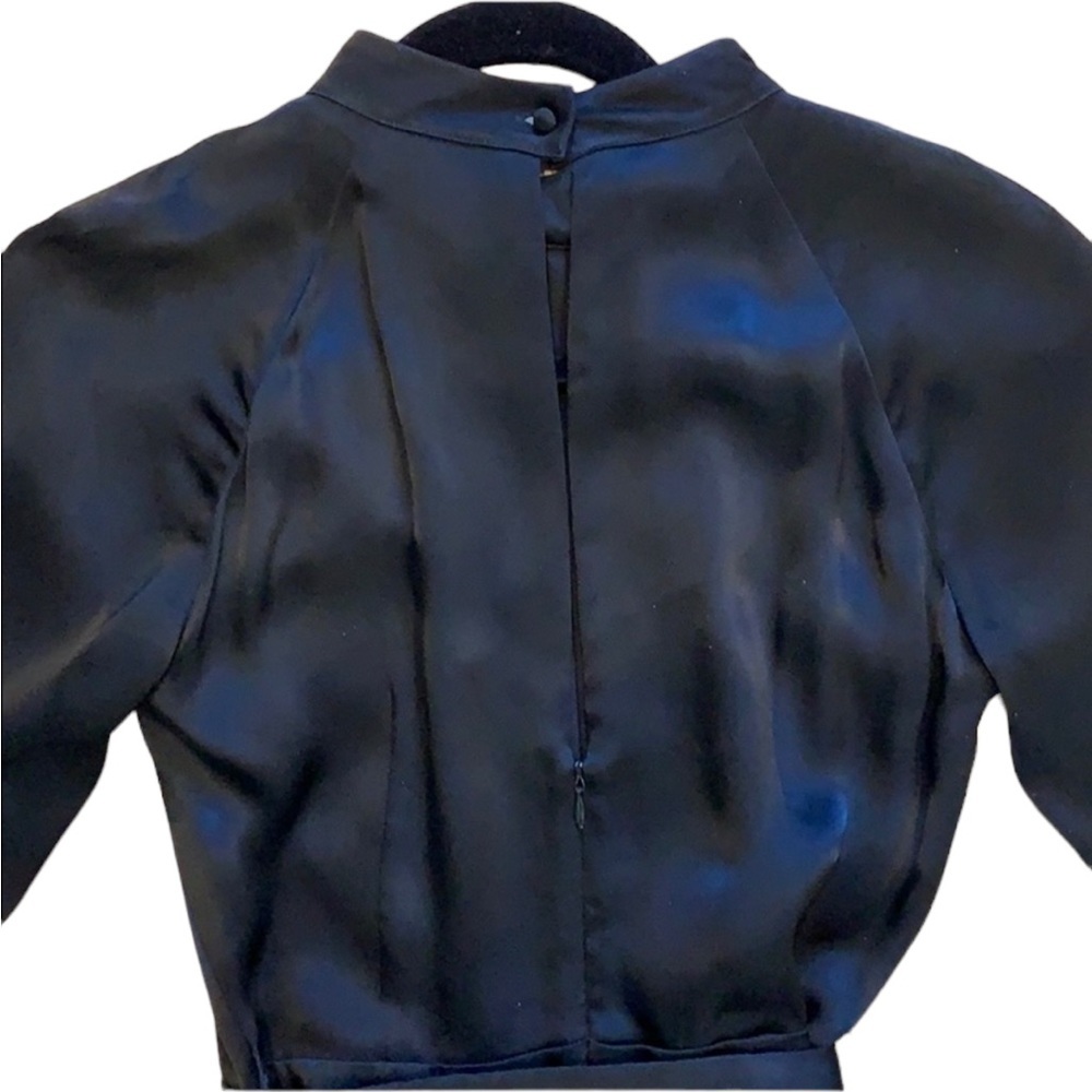 C/Meo Black Satin Can't resist long sleeve cut out Romper - Picture 5 of 6